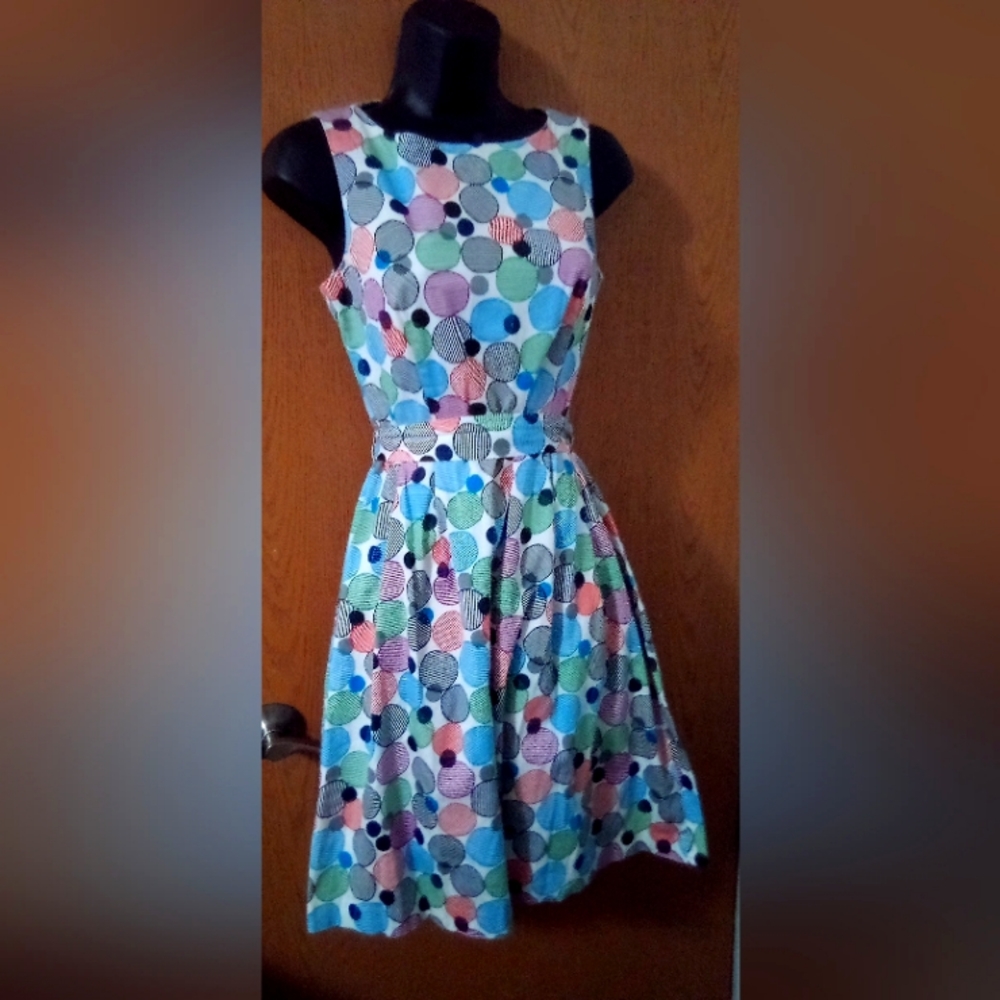 Ann Klein geometric multicolored statement dress‎ size 4